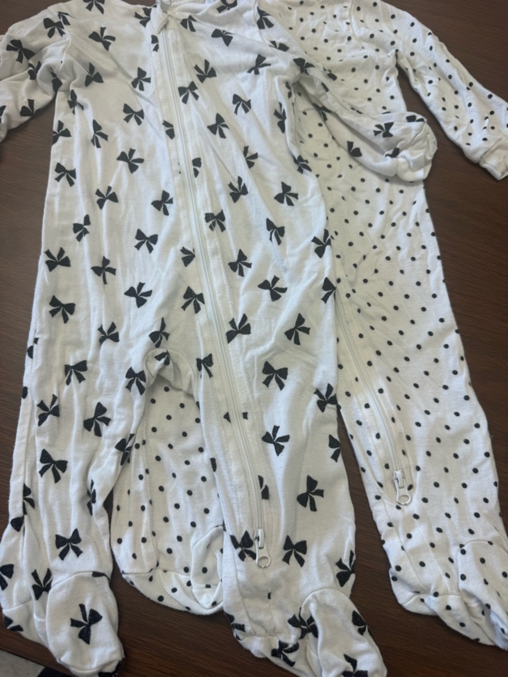 Milk Brand White Footed Baby Sleeper with Black Polka Dots